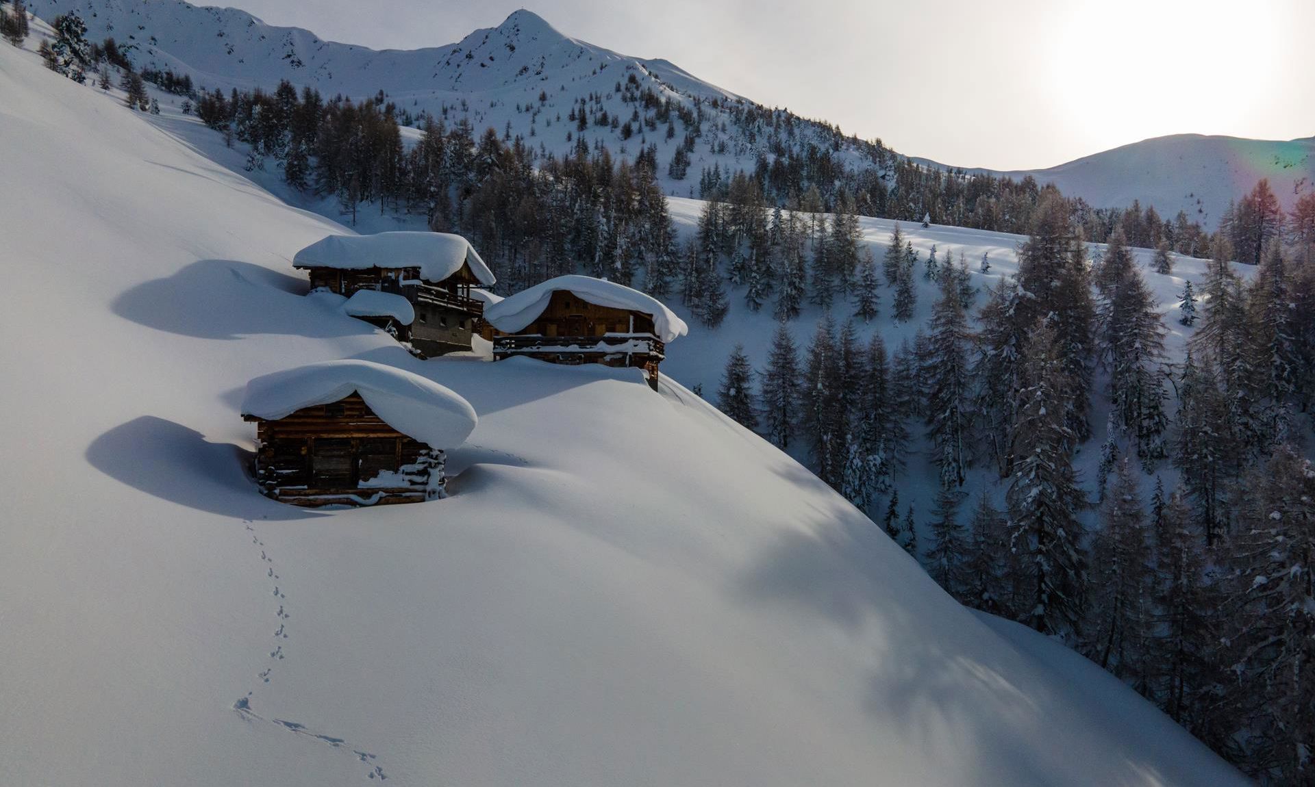Kasermäderalm mountain pasture in winter