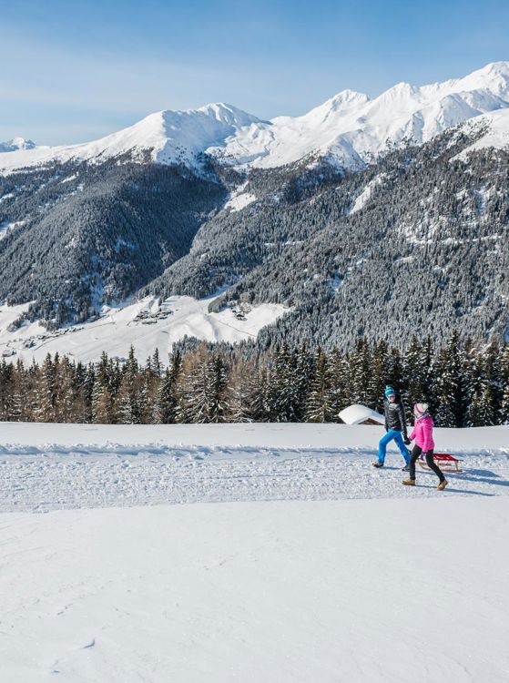 Walking with a toboggan